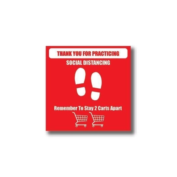 Ergomat 12in SQUARE SIGNS Thank You For Practicing Social Distancing / Remember To Stay 2 Carts Away DSV-SIGN 144 #2932 -UEN - main